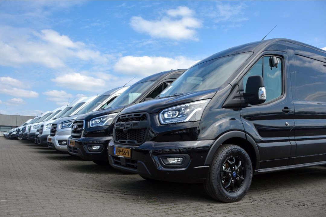 Black Ford commercial vehicles at BAS World
